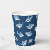 Gobelets En Papier Cute Great White Sharks Motif Océan (Verso)