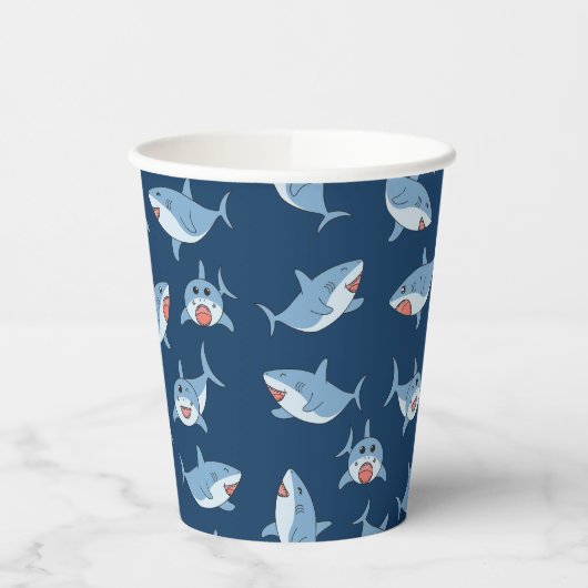 Gobelets En Papier Cute Great White Sharks Motif Océan (Gauche)