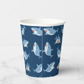 Gobelets En Papier Cute Great White Sharks Motif Océan (Droite)