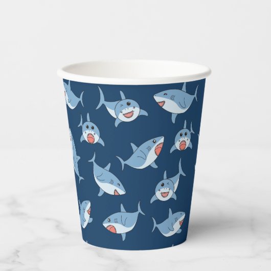 Gobelets En Papier Cute Great White Sharks Motif Océan (Recto)