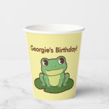 Cute Green Frog Birthday Party Paper Cup