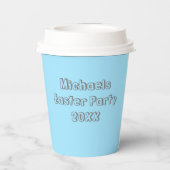 Gobelets En Papier Cute Grey Bunny de Pâques Garçons Bleu Nom (Verso)