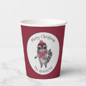 Gobelets En Papier Cute gris et rouge Aquarelle Raccoon de Noël (Verso)