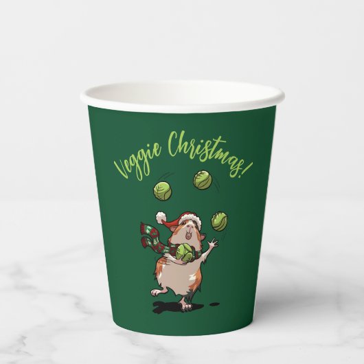 Gobelets En Papier Cute Guinea Pig Veggie Noël ! Contrebandeur Sprout (Verso)