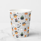Gobelets En Papier Cute Halloween Chats et Fantômes Motif (Recto)