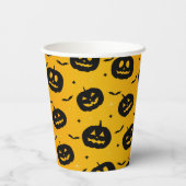 Gobelets En Papier Cute Halloween Citrouilles noirs et Motif chauves- (Verso)