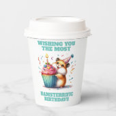 Gobelets En Papier Cute Hamster Lifting Cupcake Hamsterrific Annivers (Recto)