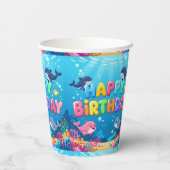 Gobelets En Papier Cute Happy Birthday nautical dolphin (Verso)