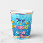 Gobelets En Papier Cute Happy Birthday nautical dolphin (Droite)