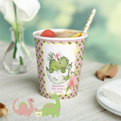 Gobelets En Papier Cute Hatching Dino Girl Baby Shower Paper Cups