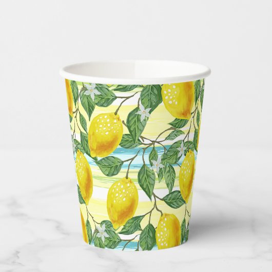 Gobelets En Papier Cute Hip Tropical Summer Lemon Fruit Art Motif (Gauche)