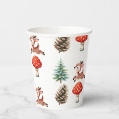 Gobelets En Papier Cute Jumping Baby Reindeer Over Mushroom Christmas (Gauche)
