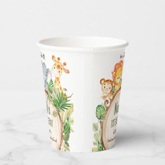 Gobelets En Papier Cute Jungle Animaux Végétation 1er Anniversaire Sa (Droite)
