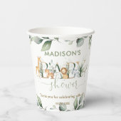Gobelets En Papier Cute Jungle Animaux Verdure Baby shower neutre (Verso)