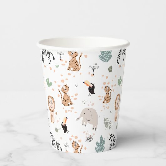 Gobelets En Papier Cute Jungle Rainforest Animaux Motif (Verso)