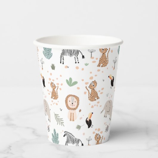 Gobelets En Papier Cute Jungle Rainforest Animaux Motif (Recto)