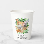 Gobelets En Papier Cute Jungle Safari Animaux 1er anniversaire (Verso)