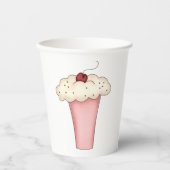Gobelets En Papier Cute Kawaii Cupcake Milkshake avec cerise (Recto)