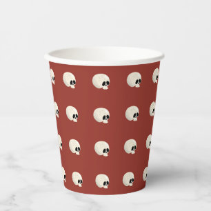 Gobelets En Papier Cute Kawaii Halloween Crâne Pois rouge