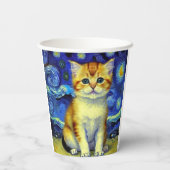Gobelets En Papier Cute Kitten Starry Night Van Gogh (Verso)
