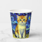 Gobelets En Papier Cute Kitten Starry Night Van Gogh (Recto)