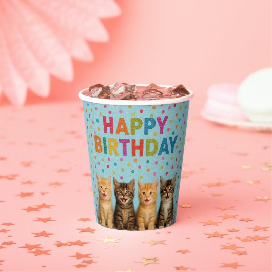 Gobelets En Papier Cute kittens tasses de papier d'anniversaire! (Insitu)