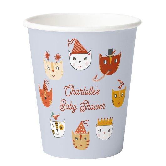 Gobelets En Papier Cute Kitty Chat Baby shower personnalisé
