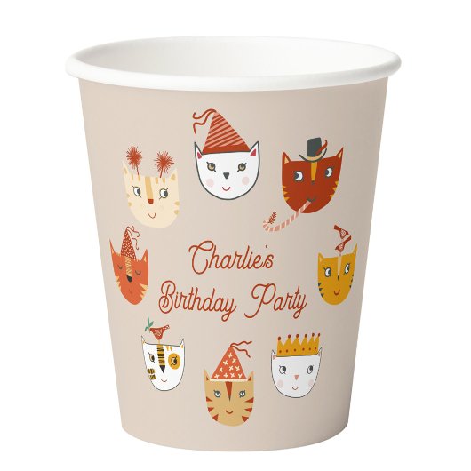 Gobelets En Papier Cute Kitty Chat Personnalisé Anniversaire