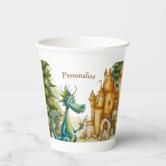 Gobelets En Papier Cute Knight Dragon Castle Anniversaire Fête Enfant (Recto)