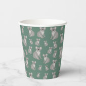 Gobelets En Papier Cute Koala Eucalyptus Motif vert (Recto)