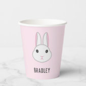 Gobelets En Papier Cute lapin blanc sur rose (Recto)