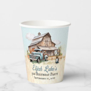 Gobelets En Papier Cute Little Farmer 3e fête d'anniversaire