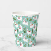 Gobelets En Papier Cute Llamas Sur Motif Turquoise (Verso)