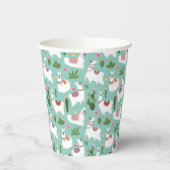 Gobelets En Papier Cute Llamas Sur Motif Turquoise (Gauche)