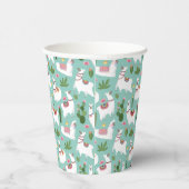 Gobelets En Papier Cute Llamas Sur Motif Turquoise (Droite)