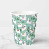 Gobelets En Papier Cute Llamas Sur Motif Turquoise (Recto)