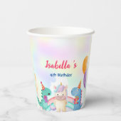 Gobelets En Papier Cute Magique Rainbow Dino Unicorn Anniversaire (Verso)