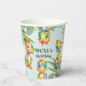 Gobelets En Papier Cute Magique Rainbow Dinosaur Bonne fête d'anniver (Verso)