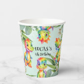 Gobelets En Papier Cute Magique Rainbow Dinosaur Bonne fête d'anniver (Recto)