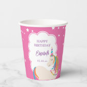 Gobelets En Papier Cute Magique Unicorn Hot rose Fille fête d'anniver (Recto)