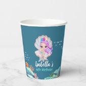 Gobelets En Papier Cute Mermaid Rainbow couronne perle Anniversaire f (Verso)