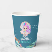Gobelets En Papier Cute Mermaid Rainbow couronne perle Anniversaire f (Recto)