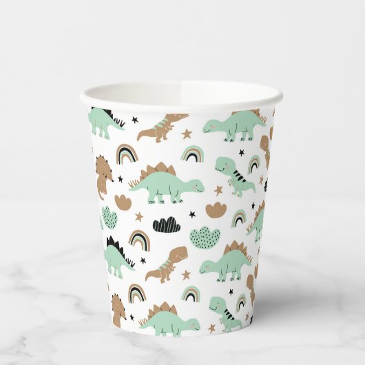 Gobelets En Papier Cute Mint Green Dinosaur Motif (Gauche)