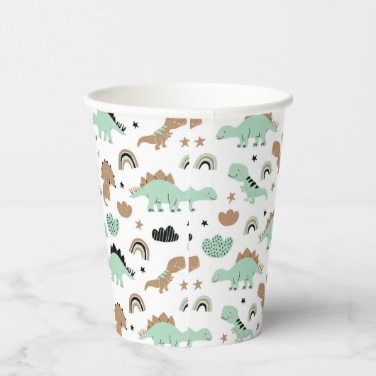 Gobelets En Papier Cute Mint Green Dinosaur Motif (Droite)