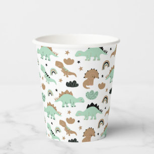 Gobelets En Papier Cute Mint Green Dinosaur Motif