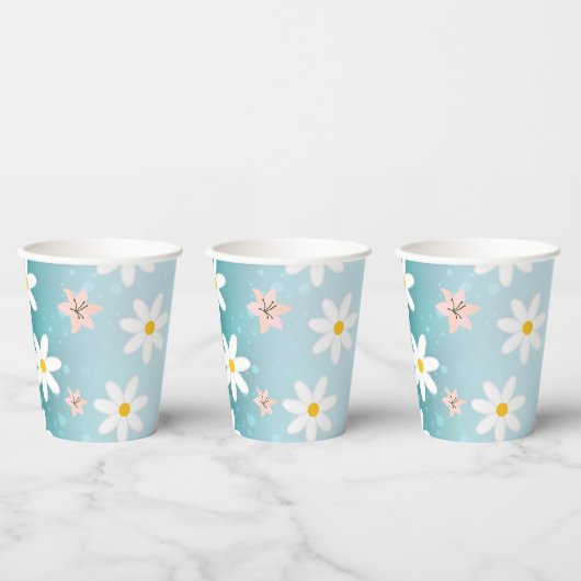 Gobelets En Papier Cute Modern Daisy Fleur de lys Rustique transparen (Multi)