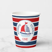Gobelets En Papier Cute Nautical Sailboat Thème (Recto)