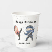 Gobelets En Papier Cute Ninja Guerrier Enfants Nom personnalisé Fête  (Recto)