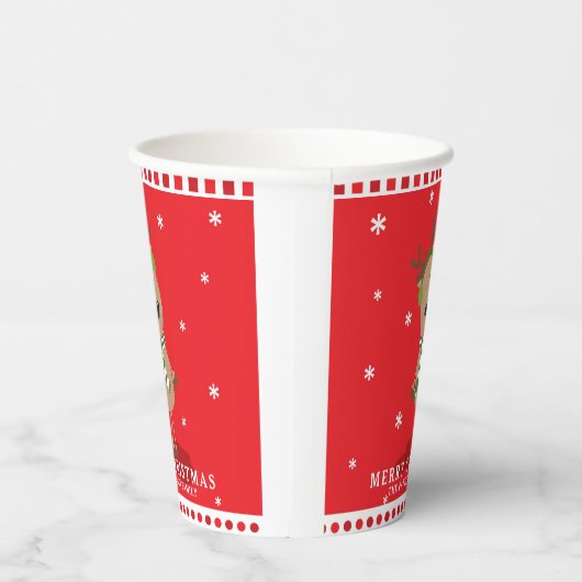 Gobelets En Papier Cute Noël Reindeer Kids Winter Personnalisé (Droite)