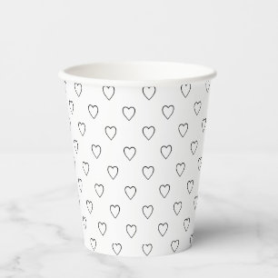 Gobelets En Papier Cute noir blanc coeurs motif moderne chic